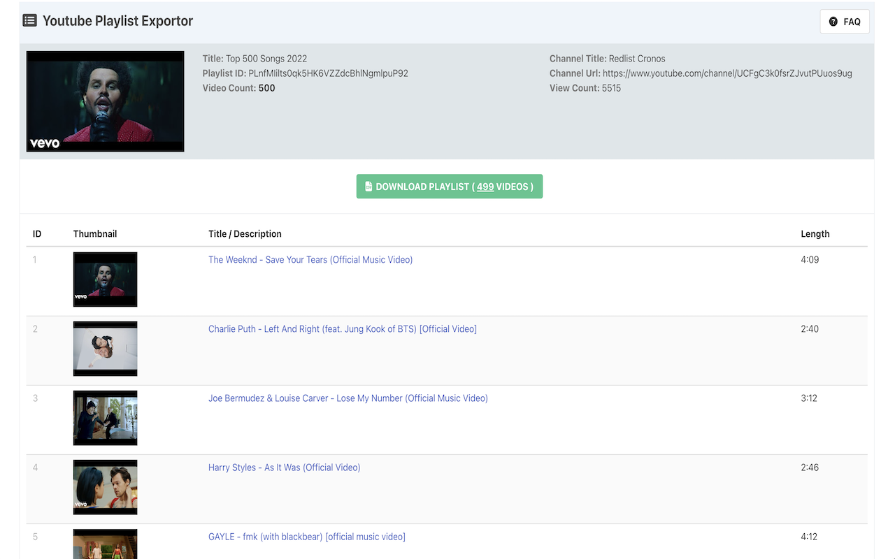 Youtube Playlist Exporter Preview image 1