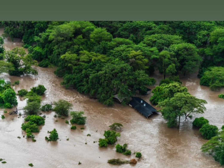 A camp in Maasai Mara affected by flood waters after River Talek burst its banks following heavy rains that hit the area on May 1, 2024.