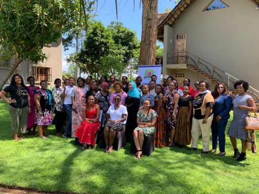 East African Women in Business members pose for a photo during a breakfast meeting on December 11, 2020/