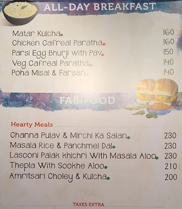 Tata Cha menu 