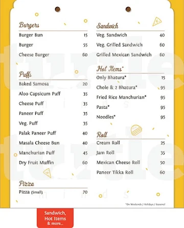 Govindas Bakery menu 