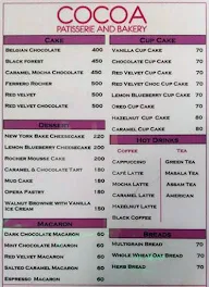 Cocoa Patisserie and Bakery menu 1