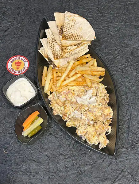 Arabian Shawarma On Plate With Fries.