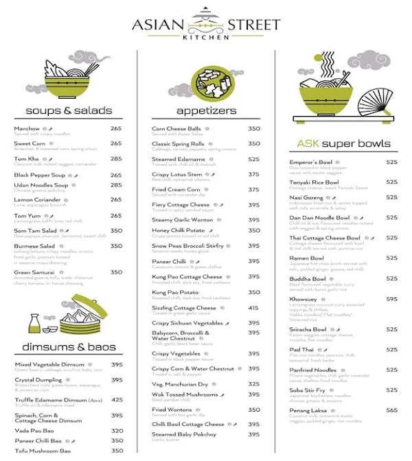 Asian Street Kitchen menu 