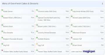 OvenFresh Cakes & Desserts menu 