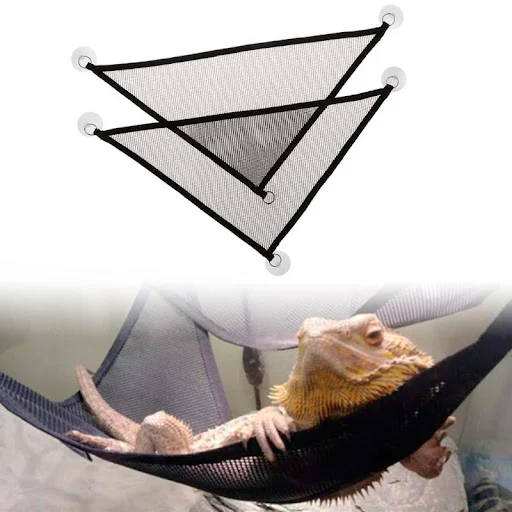 new 2Pcs Reptiles Hammocks Suction Cup Mesh Bed Hanging Reptiles Bed Aquarium Decoration for Lizard Snake Habitat