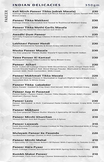 Exuberance Restaurant & Banquet menu 