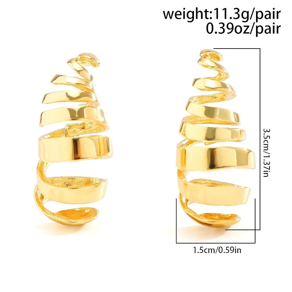 Boucles d'oreilles larges en métal gaufrette française exagérées, simples et irrégulières, pour un style audacieux et élégant.