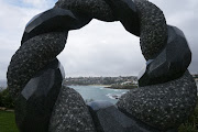 The sculpture titled 'Oushi Zokei - Infinity' by Keizo Ushio at Sculpture by the Sea at Bondi Beach on October 21 2022 in Sydney, Australia. The world's largest annual outdoor sculpture exhibition was opened in a preview on Friday. It is back for the first time  since 2019 owing to coronavirus-related restrictions. 