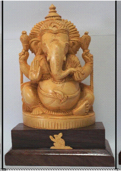 Handcarved Ganesha idol made of Shivani wood and Rose wood