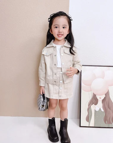 Kinder Koreaanse stijl jasje en rok - 0