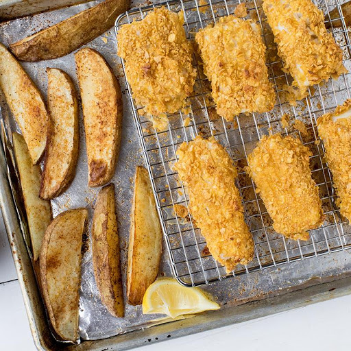 Sheet Pan Fish and Chips Recipe Yummly