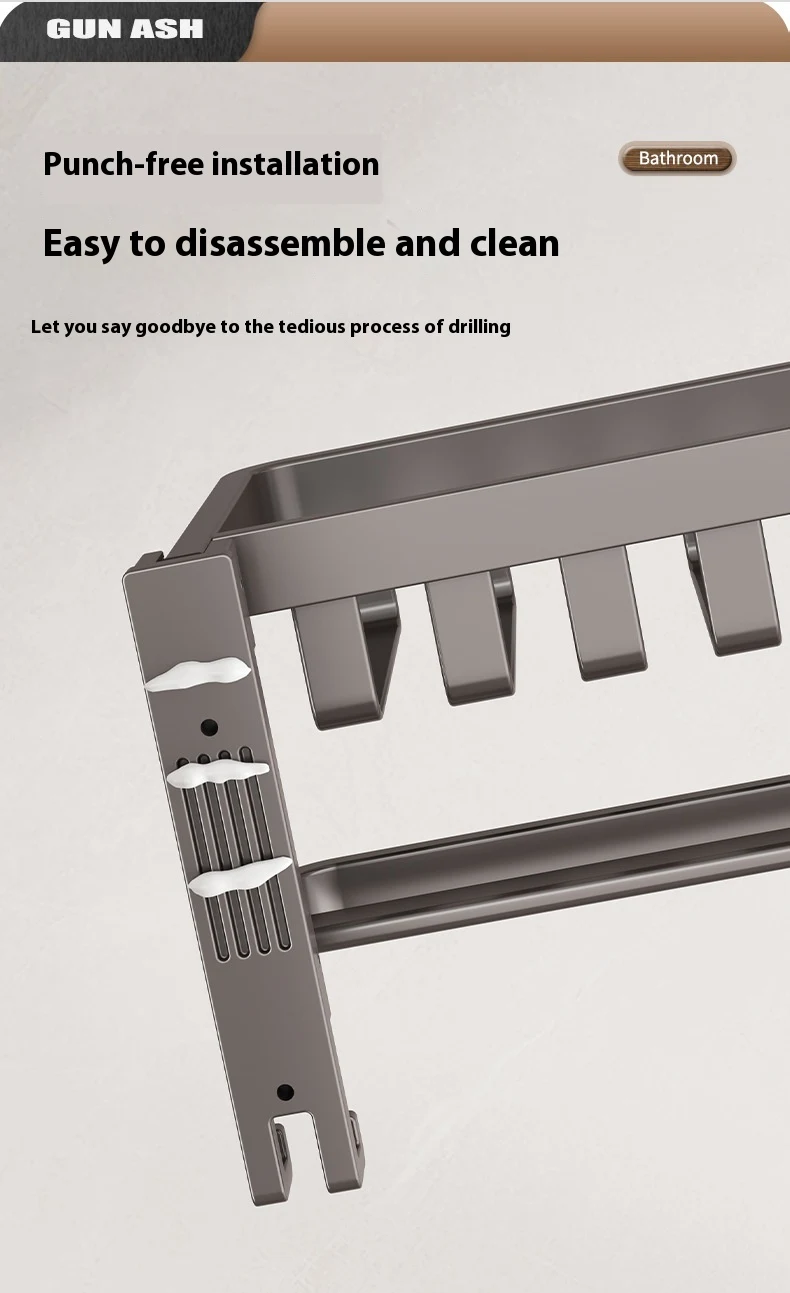 Title 20, Toallero Gris Gun para Baño Sin Perforaciones –...