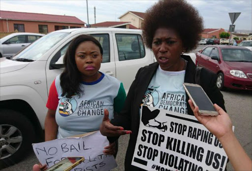 ADC leader Makhosi Khoza at the New Brighton Magistrate’s Court where she is supporting a woman who was allegedly raped by a Blue Bulls u21 player Picture: Eugene Coetzee