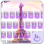 Purple Romantic Eiffel Tower Keyboard Theme  Icon