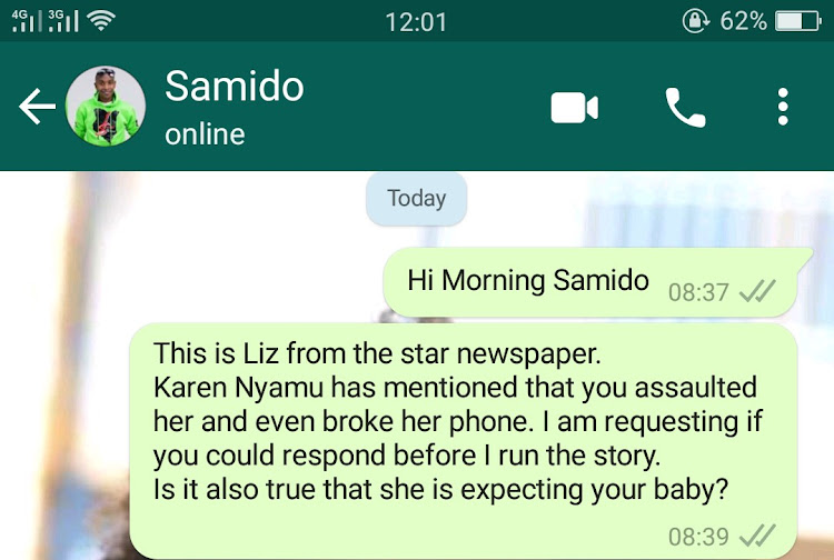 Screenshot of the message sent to Samidoh