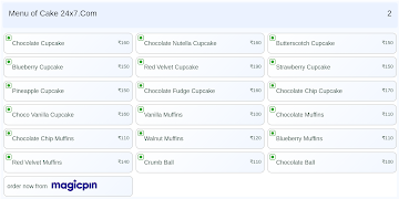 Cake 24x7.Com menu 