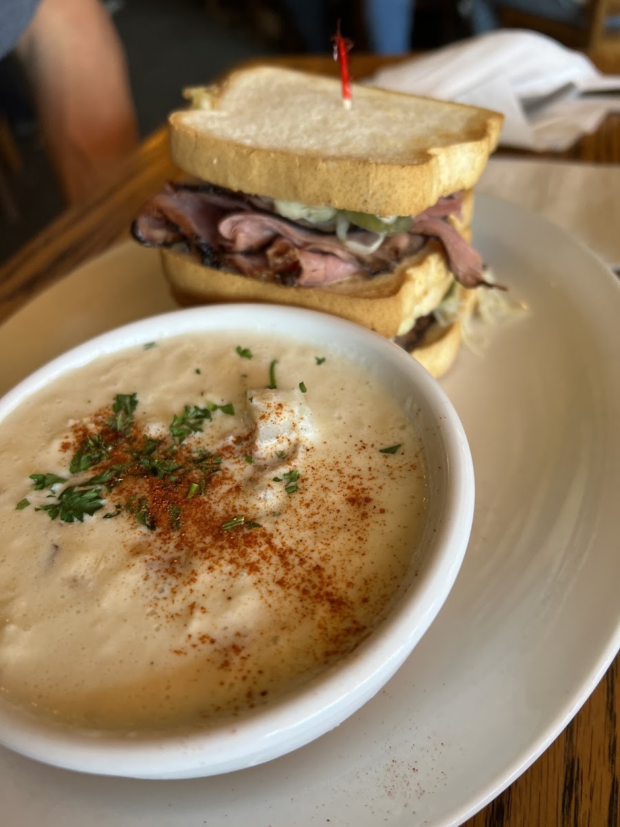 Ruben on GF bread and a yummy fish chowder