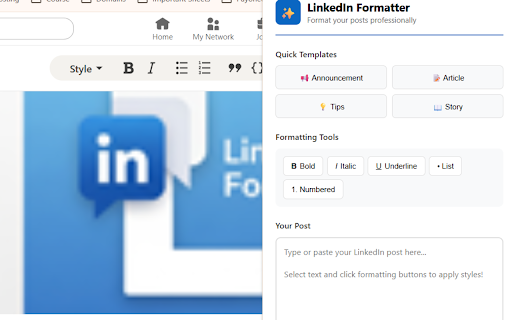 LinkedIn Formatter screenshot 1