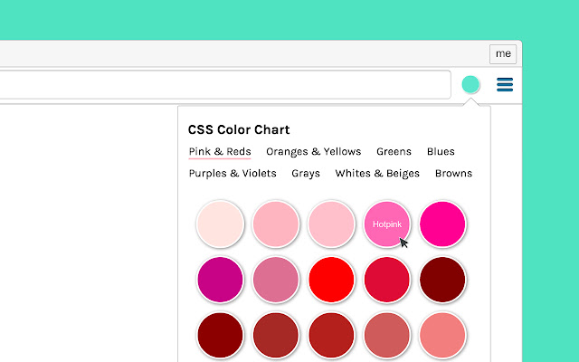 CSS Color Chart chrome extension