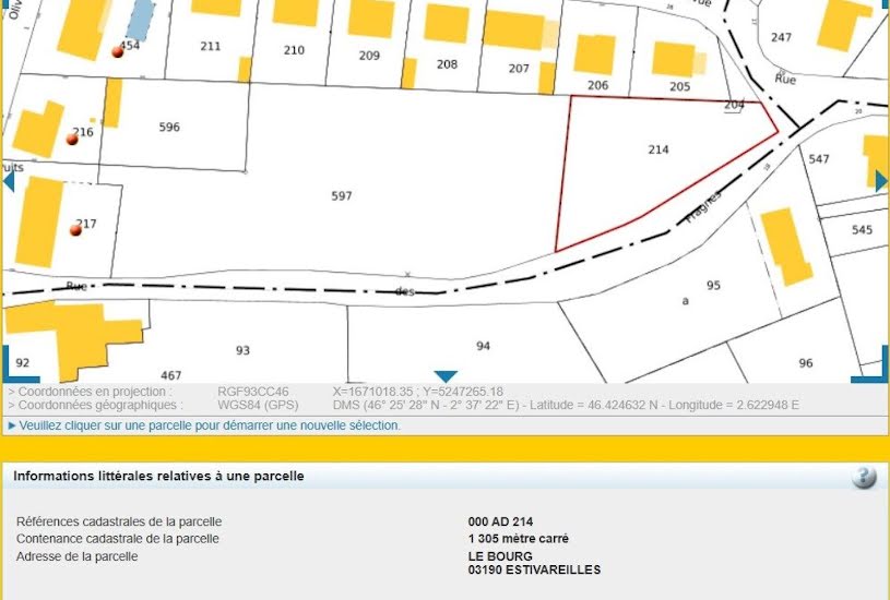  Vente Terrain à bâtir - 1 305m² à Estivareilles (03190) 