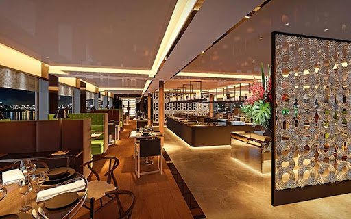 The Crystal dining room aboard the luxury river ship Scenic Spirit. 