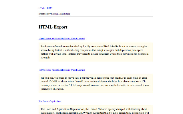 Instapaper highlights exporter chrome extension