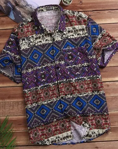 Vacation short sleeve printed men's - 2