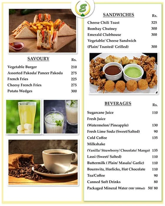 Sapphire - The Emerald Hotel menu 