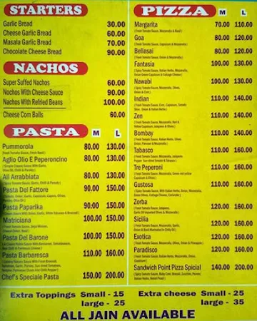 Sicilia Point menu 