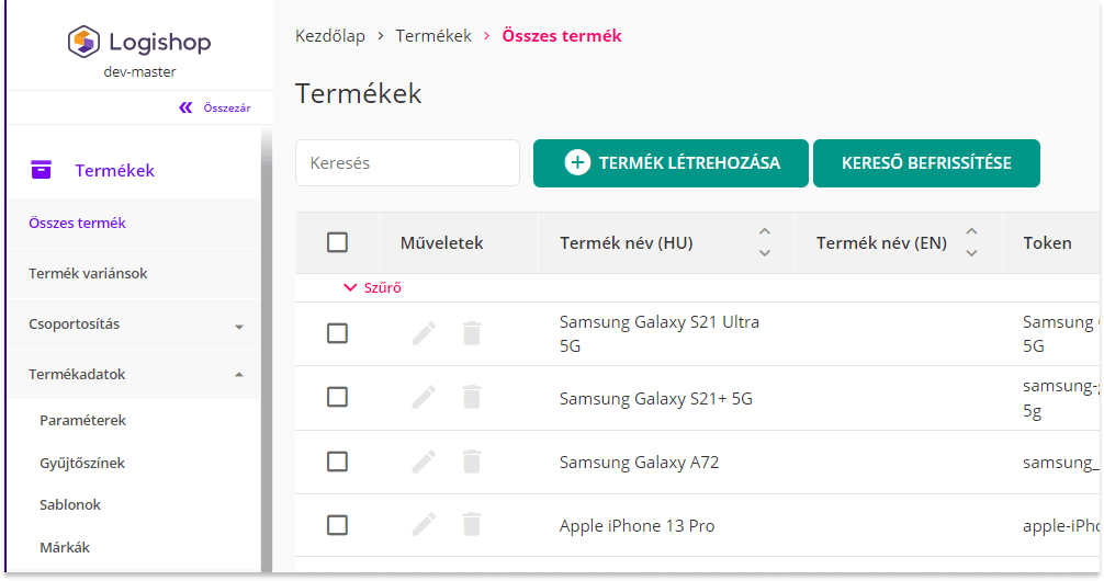 Logishop: Improvement of the admin menu appearance