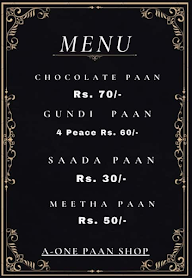 A - One Paan Shop menu 1