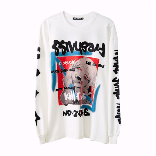 Title 2, Hip-hop printed long-sleeved T-shirt
