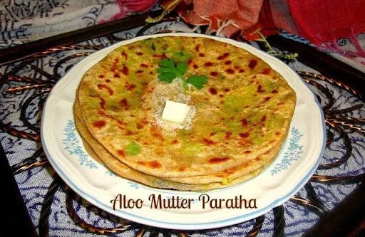 10" Aloo Mattar Parantha + Achar, White Butter, Mint Chutney, Dahin