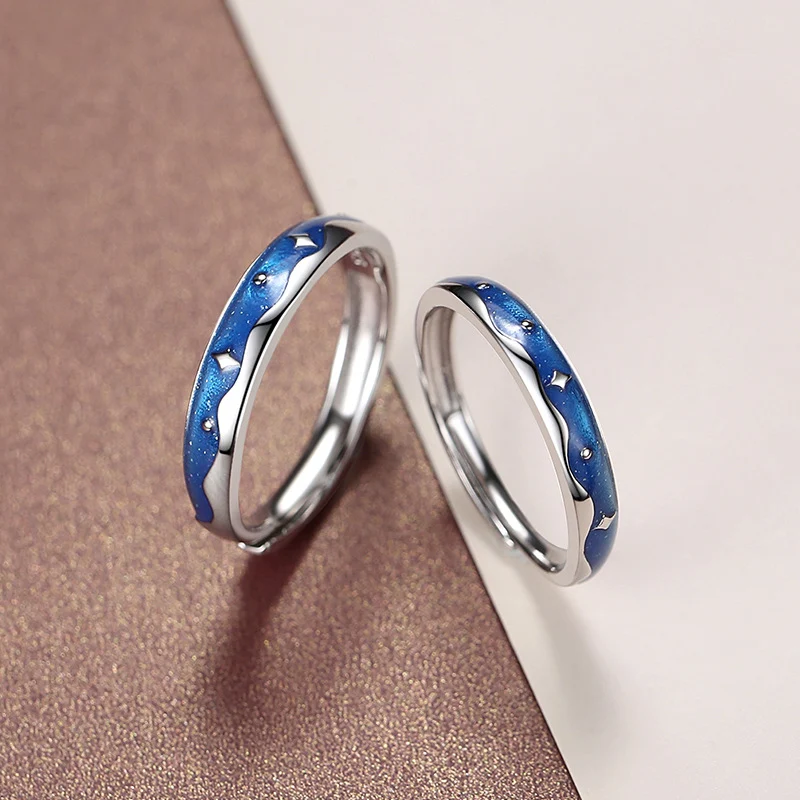 Title 4, Bagues de couple Starry Love en argent sterling...