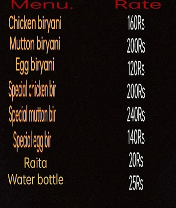 Biriyani Paradise menu 