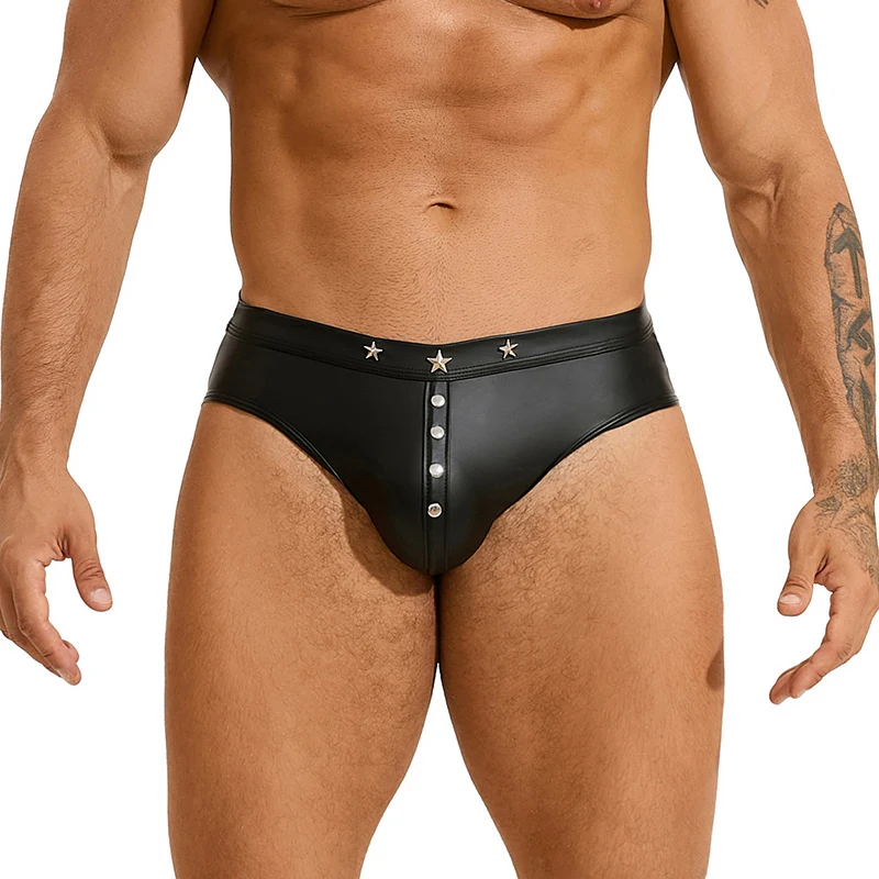 Men's Sexy Rivets Imitation Leather Underwear. Embrace Your Bold Side with This Sensual and Stylish Piece. Perfect for a