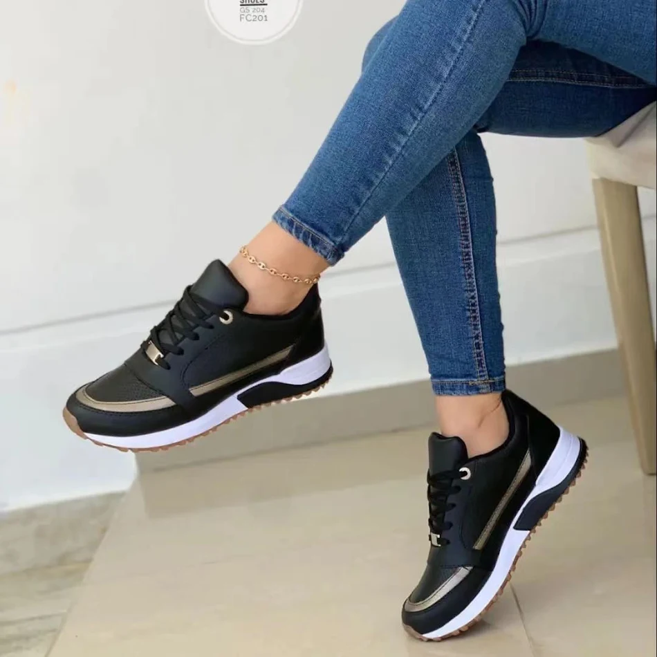 Damen Casual Flache Pumps, Farbabstimmung, runder Kopf, Schnürschuhe. Bequeme Alltags-Schuhe, perfekt für jeden Look.