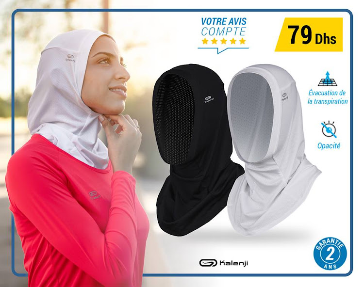 A Moroccan advert for Decathlon's running hijab, which was set to go on sale in 49 countries in March.