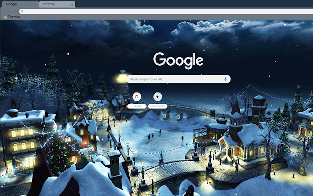 Christmas warm street and house theme chrome extension