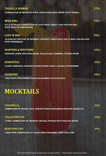 Ttamaasha Bistro Bar menu 