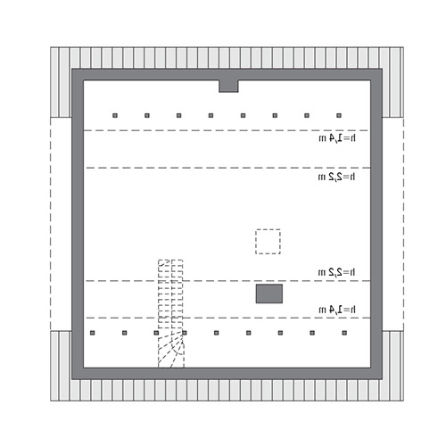 Miarodajny - wariant XVI - C333r - Rzut poddasza do indywidualnej adaptacji (58,5 m2 powierzchni użytkowej)