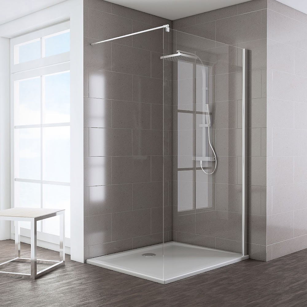 Paroi latérale fixe pour portes de douche battantes 80 cm NewStyle Schulte  verre transparent anticalcaire profilé noir