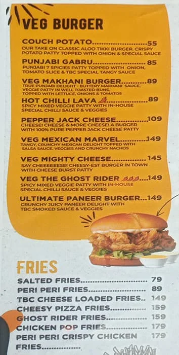 The Burger Company menu 