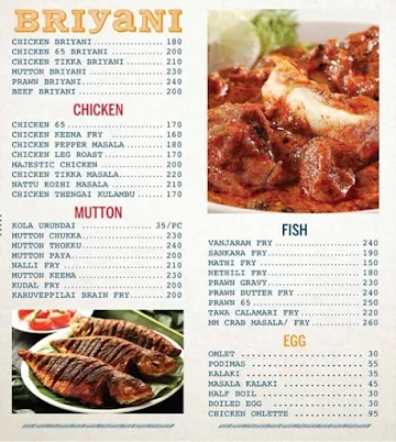 The Madras Mess menu 