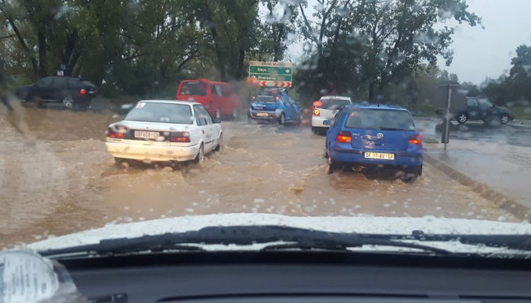 A flooded road in Johannesburg on Friday morning.