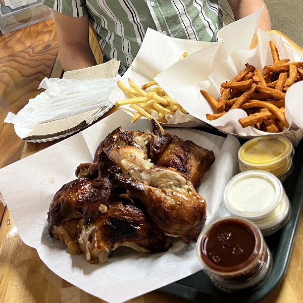 Whole chicken, regular fries & sweet potato fries (GF fryer)