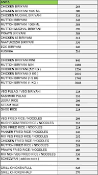 Mohammed Anifa Biriyani menu 1