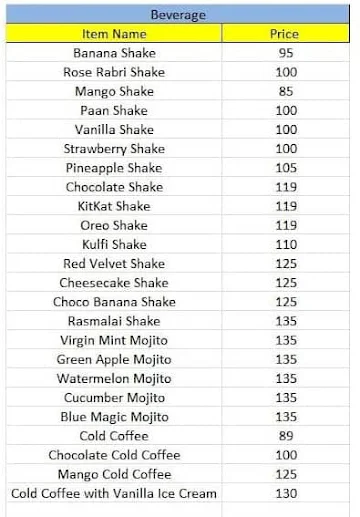 Madhu Foods menu 