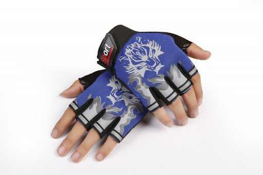 Title 7, Mens Wolf Head Half Finger Gloves for Riding, ...